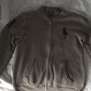 Polo knit zip up sweater